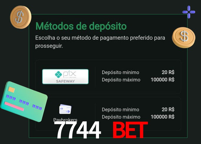 O cassino 7744 bet oferece uma grande variedade de métodos de pagamento